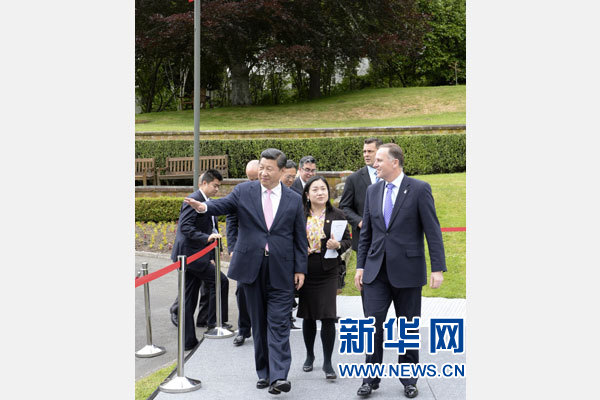 11月20日，中國國家主席習近平在惠靈頓同新西蘭總理約翰·基舉行會談。 新華社記者 李學仁 攝