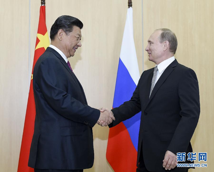 7月8日，國家主席習近平在俄羅斯烏法會見俄羅斯總統普京。新華社記者李學仁攝 