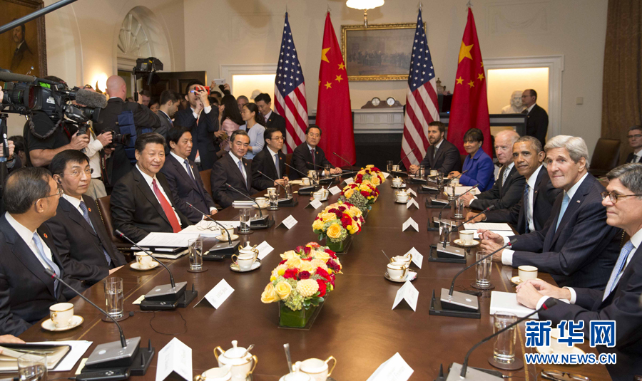 9月25日，國家主席習近平在華盛頓同美國總統奧巴馬舉行會談。新華社記者 黃敬文 攝 