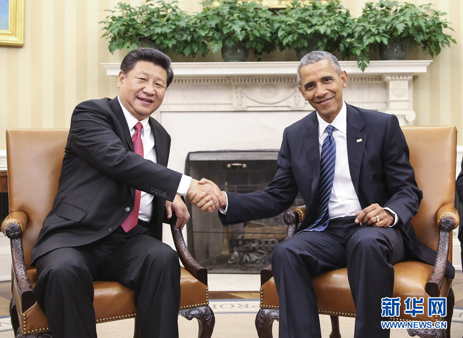 9月25日，國家主席習近平在華盛頓同美國總統奧巴馬舉行會談。新華社記者 蘭紅光 攝
