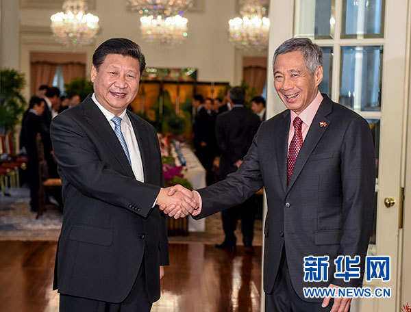 11月7日，國家主席習近平在新加坡同新加坡總理李顯龍舉行會談。 新華社記者 李學仁 攝