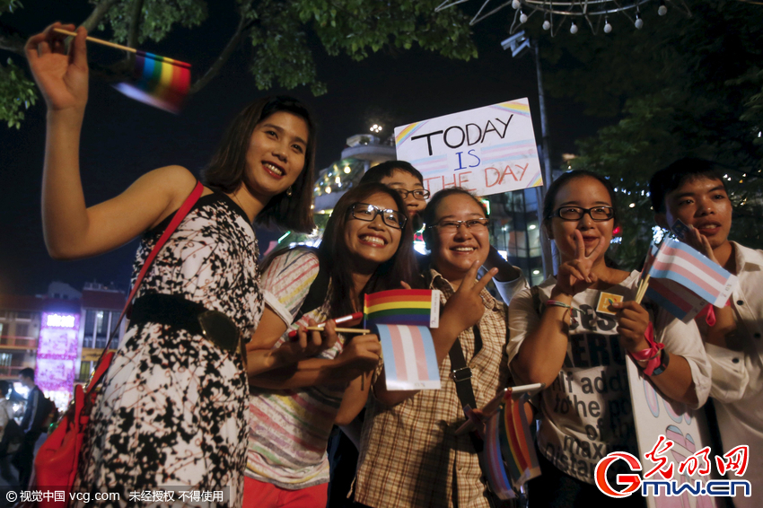 越南同性恋群体集会 庆祝通过变性人权利法律(图)