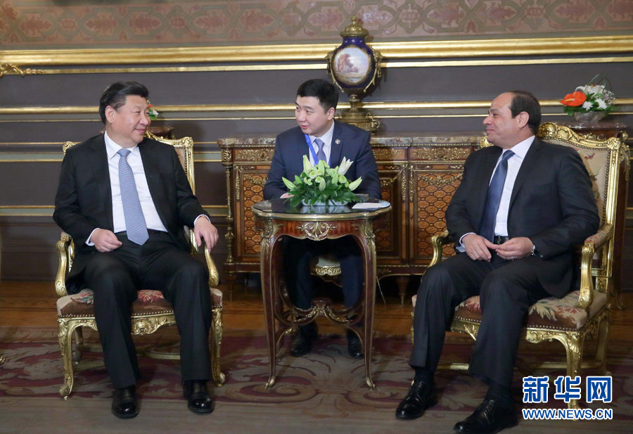 1月20日晚，國家主席習近平在開羅阿比丁宮會見埃及總統塞西。新華社記者 鞠鵬 攝