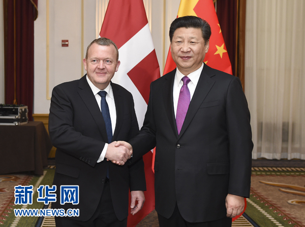 3月31日，國家主席習近平在華盛頓會見丹麥首相拉斯穆森。新華社記者 謝環馳 攝