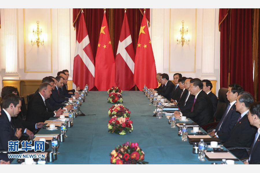 3月31日，國家主席習近平在華盛頓會見丹麥首相拉斯穆森。新華社記者 謝環馳 攝