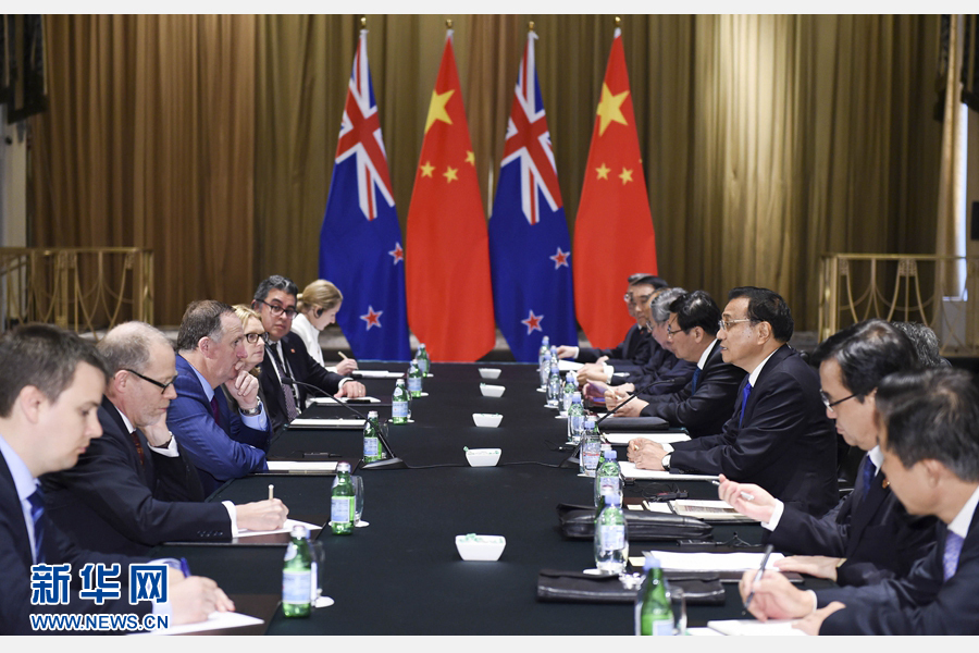 9月19日，國務院總理李克強在紐約會見新西蘭總理約翰·基。 新華社記者 李學仁 攝 