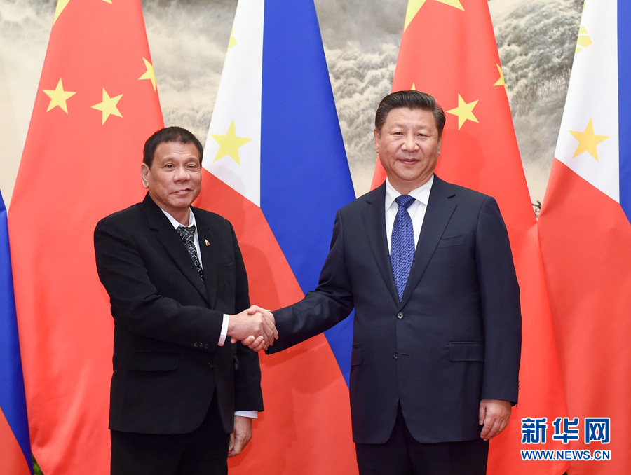 10月20日，國家主席習近平在北京人民大會堂同菲律賓總統杜特爾特舉行會談。 新華社記者 李學仁 攝