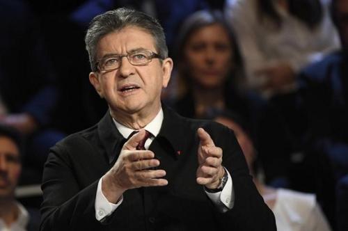 2017年4月4日，法國總統候選人梅朗雄參加電視辯論。