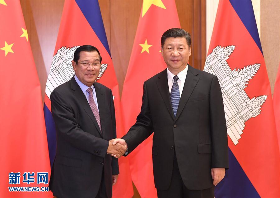 5月17日，國家主席習近平在北京釣魚臺國賓館會見柬埔寨首相洪森。新華社記者 饒愛民 攝