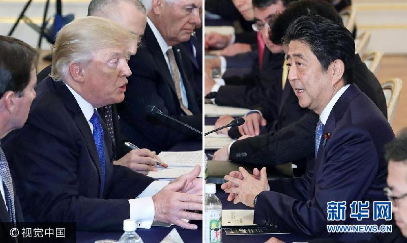 日本：安倍與特朗普舉行正式會晤