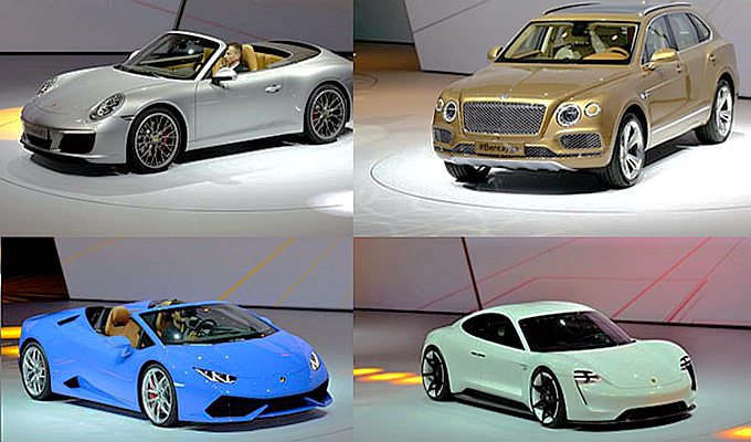 保时捷新款911、保时捷Mission E、宾利Bentayga添越、兰博基尼Huracan Spyder