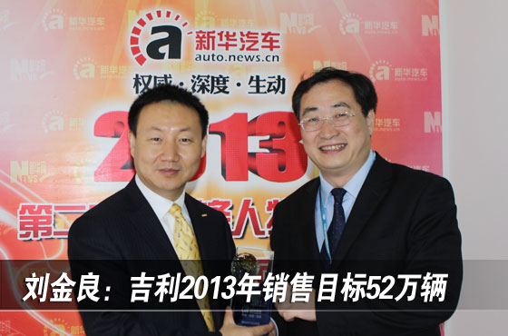 刘金良：吉利2013年销售目标52万辆