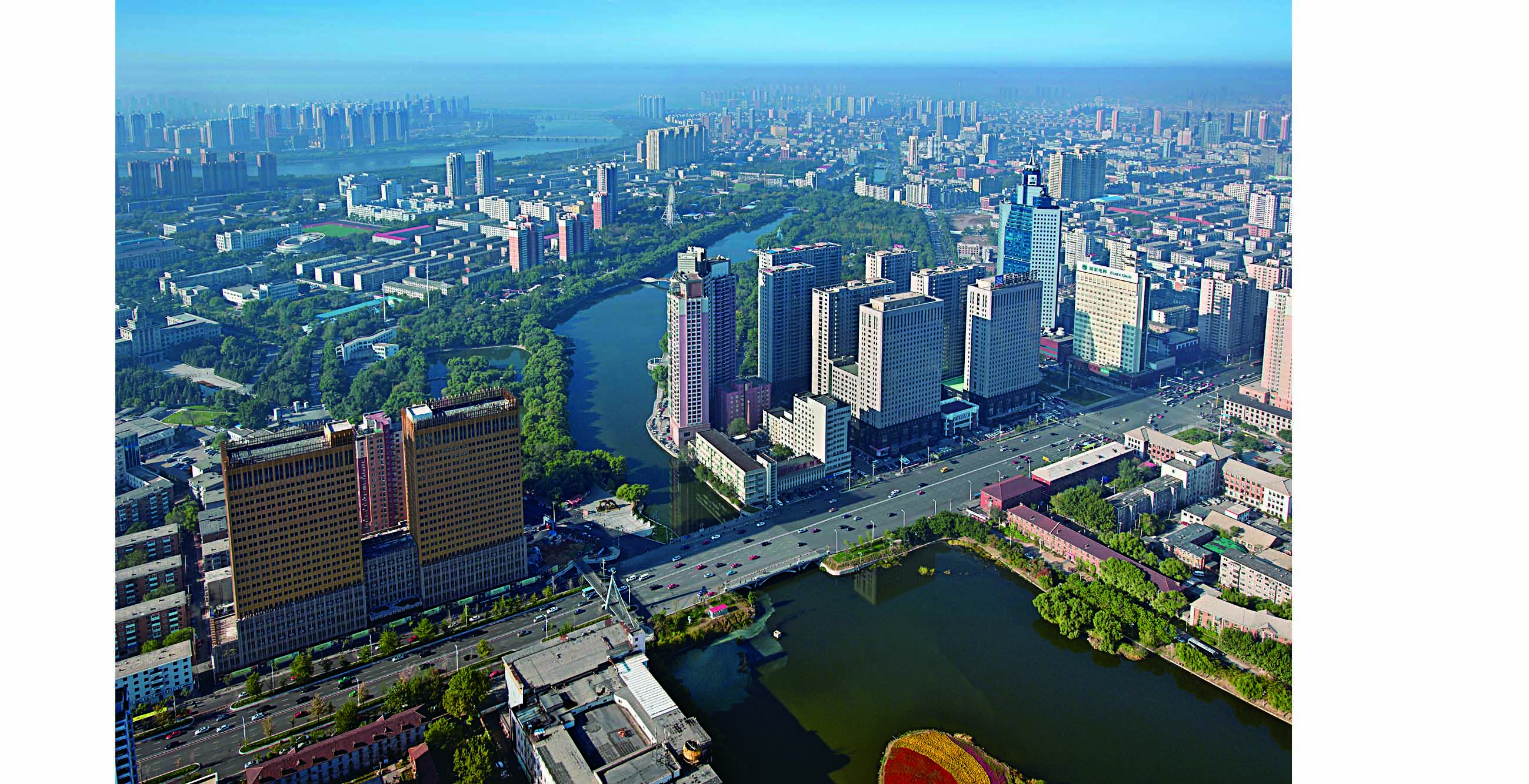 沈阳南运河带状公园局部鸟瞰（摄于2011年）