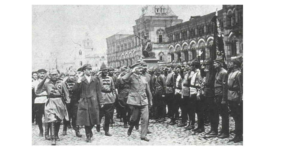 1921年托洛茨基在莫斯科检阅红军