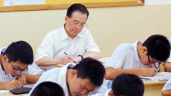 2009年9月4日，溫家寶在北京市第三十五中學聽課