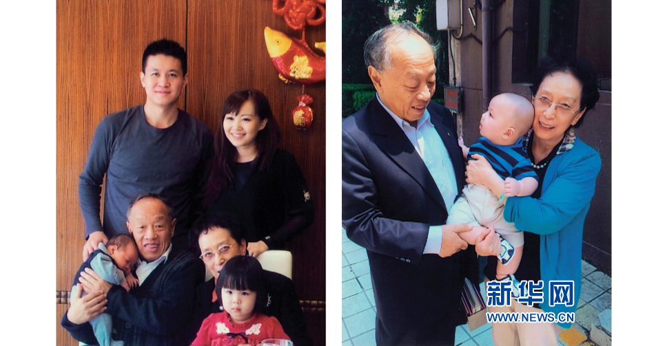 全家福：李肇星和夫人、儿子儿媳、孙子孙女（左图）