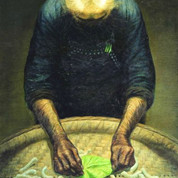 罗中立《春蚕》局部