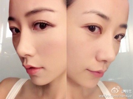 韩雪晒妆前妆后对比照