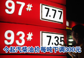 今起汽柴油價每噸下調300元[圖]