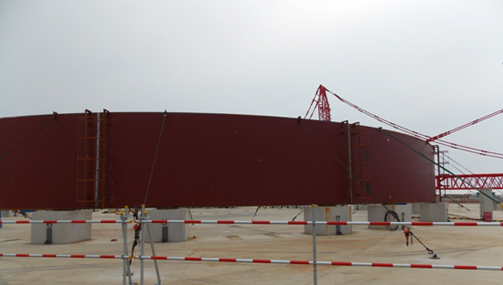 CAP1400示范项目核岛钢制安全壳第三段筒体拼装工作开始