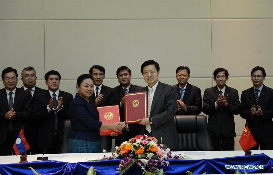 LAOS-VIENTIANE-ASEAN-CHINESE-SPONSORED EQUIPMENT-HANDOVER