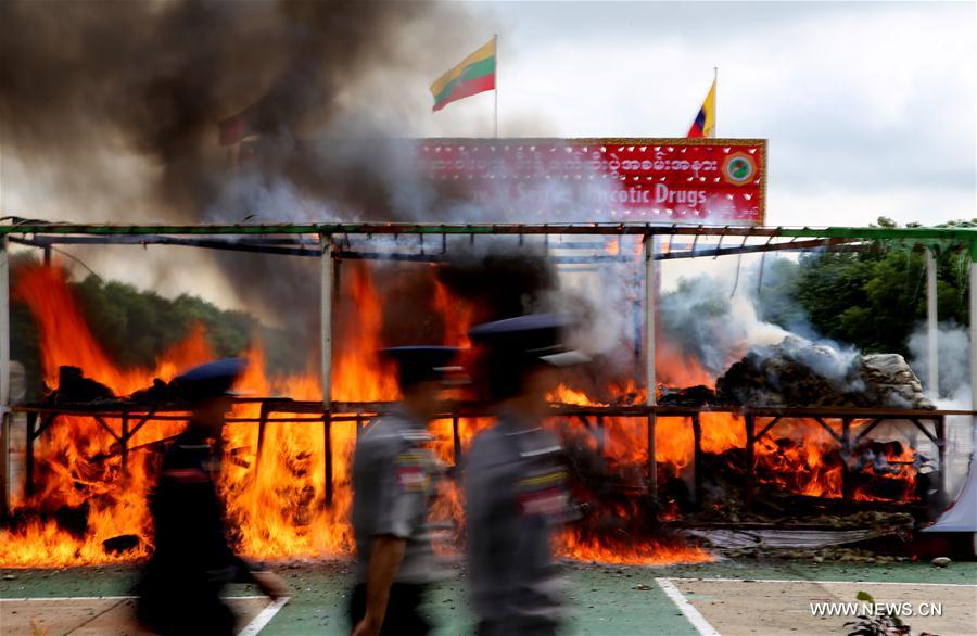 MYANMAR-YANGON-DRUG-DESTRUCTION