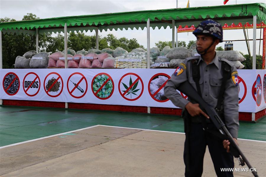 MYANMAR-YANGON-DRUG-DESTRUCTION