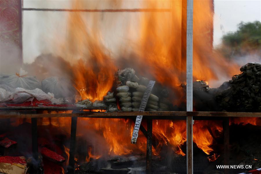 MYANMAR-YANGON-DRUG-DESTRUCTION