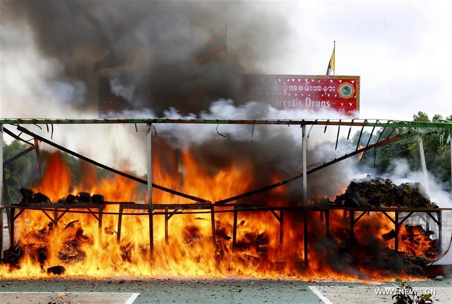 MYANMAR-YANGON-DRUG-DESTRUCTION