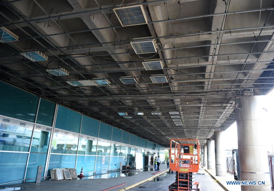 Photo taken on June 29, 2016 shows the damaged roof after explosion inside of Istanbul's Ataturk airport in Turkey. 