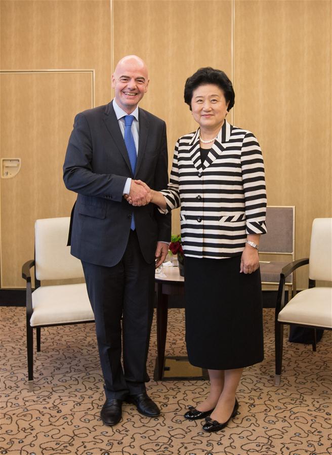 FRANCE-PARIS-CHINA-VICE PREMIER-FIFA-PRESIDENT-MEETING