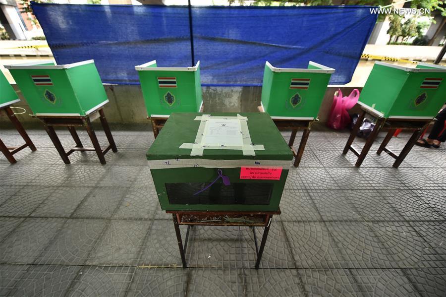 Ballot boxes are seen at a polling station in Bangkok, Aug. 7, 2016. Ballot boxes are seen at a polling station in Bangkok, Aug. 7, 2016.