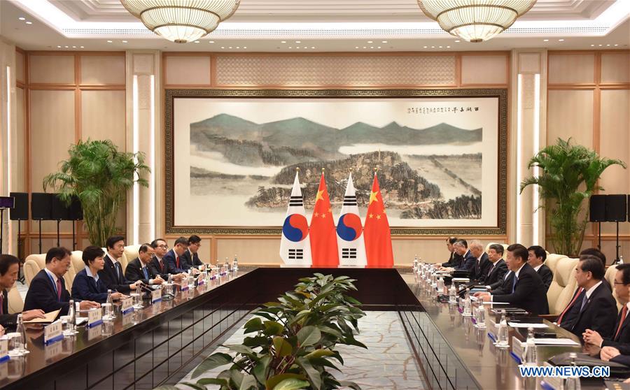 (G20 SUMMIT)CHINA-HANGZHOU-G20-XI JINPING-ROK PRESIDENT-MEETING (CN) 
