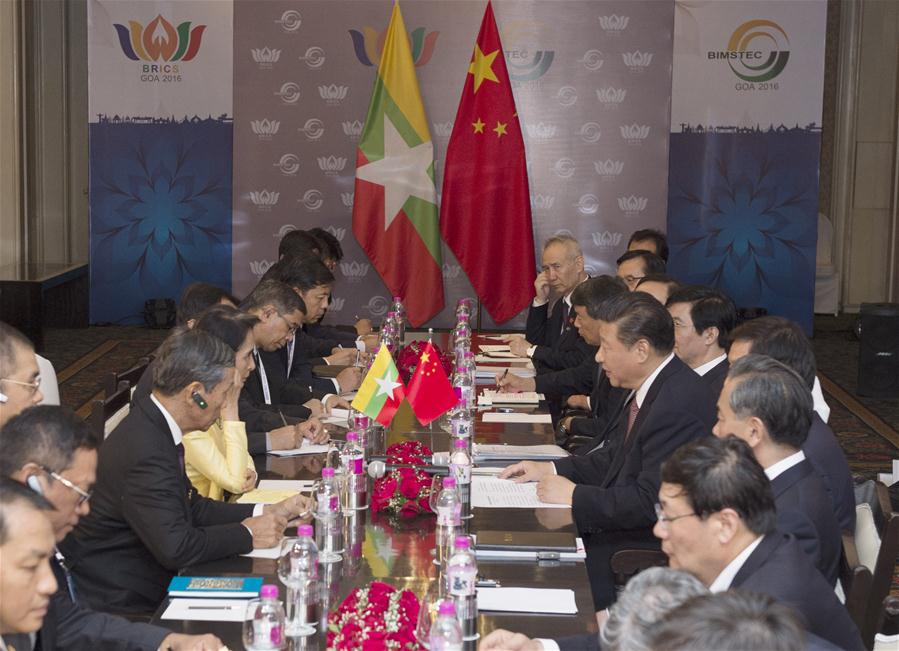 INDIA-GOA-CHINA-MYANMAR-XI JINPING-AUNG SAN SUU KYI-MEET