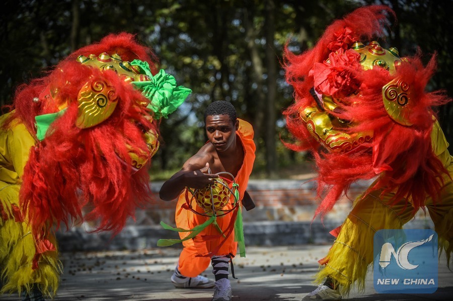 Feature: African dancers embrace Chinese lion