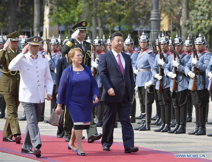 CHILE-SANTIAGO-CHINESE PRESIDENT-WELCOMING CEREMONY 