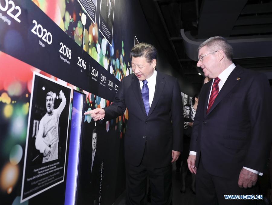 SWITZERLAND-LAUSANNE-XI JINPING-BACH-MEETING