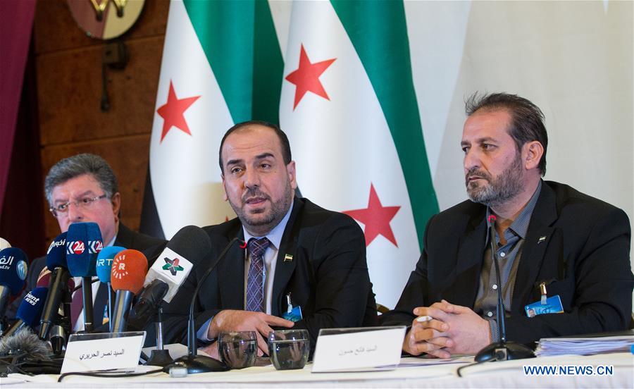 SWITZERLAND-GENEVA-SYRIA-OPPOSITION DELEGATION-PRESS CONFERENCE