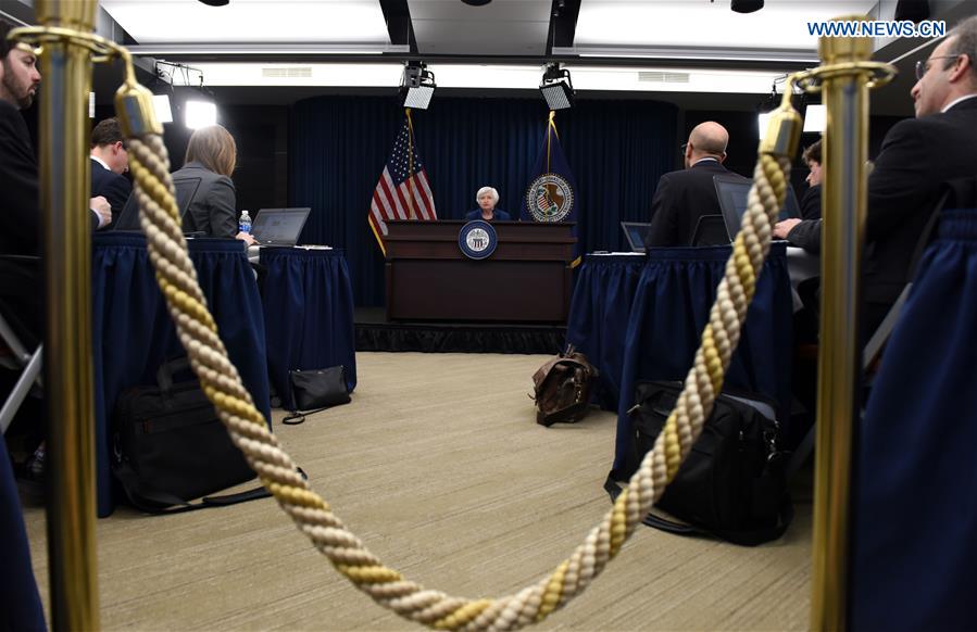 U.S. Federal Reserve Chair Janet Yellen (C) attends a news conference in Washington D.C., capital of the United States, on March 15, 2017. U.S. Federal Reserve Chair Janet Yellen (C) attends a news conference in Washington D.C., capital of the United States, on March 15, 2017.