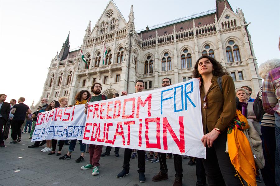 HUNGARY-BUDAPEST-DEMONSTRATION-CENTRAL EUROPEAN UNIVERSITY-SUPPORT