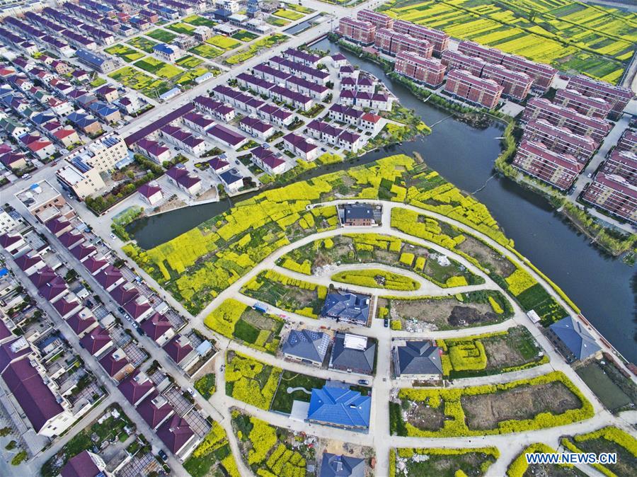 Aerial photo taken on April 3, 2017 shows spring scenery of the countryside in Xinba Town of Yangzhong City, east China's Jiangsu Province. (Xinhua/Chen Gang) Aerial photo taken on April 3, 2017 shows spring scenery of the countryside in Xinba Town of Yangzhong City, east China's Jiangsu Province. (Xinhua/Chen Gang)