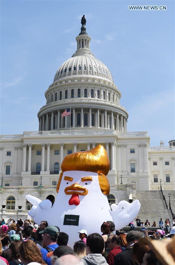 U.S.-WASHINGTON-PROTEST-TRUMP-TAX RETURNS