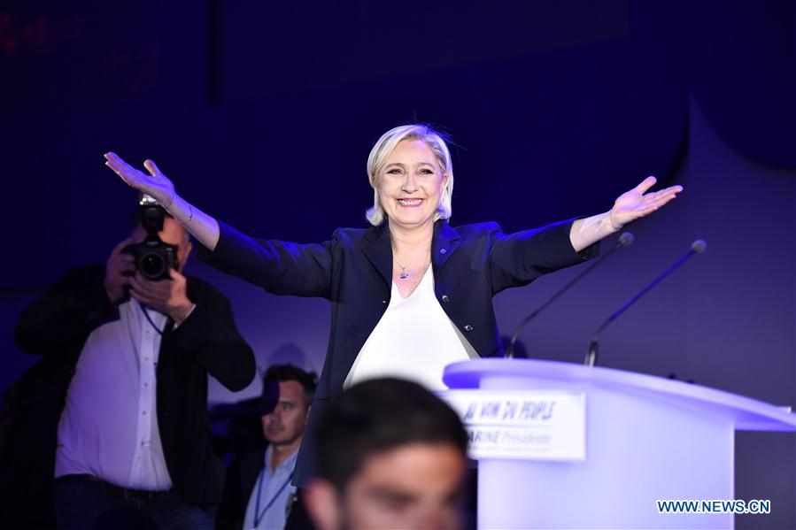FRANCE-HENIN-BEAUMONT-PRESIDENTIAL ELECTION-FIRST ROUND-LE PEN-CELEBRATION