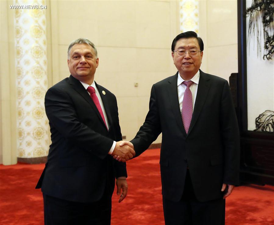 (BRF)CHINA-BELT AND ROAD FORUM-ZHANG DEJIANG-HUNGARY-MEETING (CN)