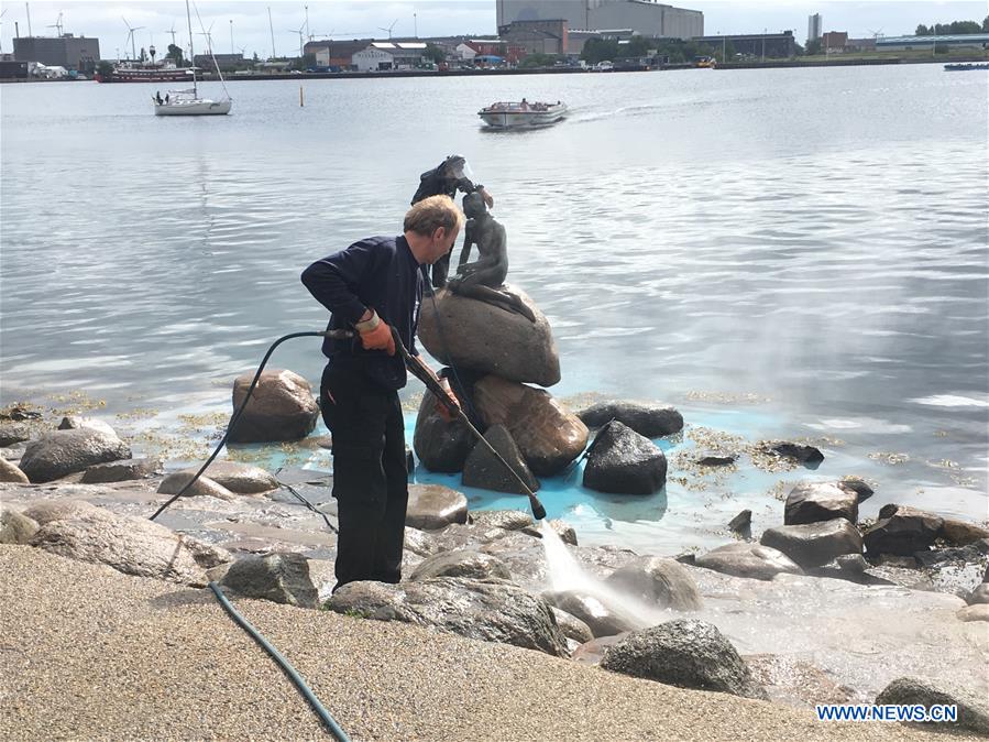 DENMARK-COPENHAGEN-LITTLE MERMAID SCULPTURE-VANDALIZE