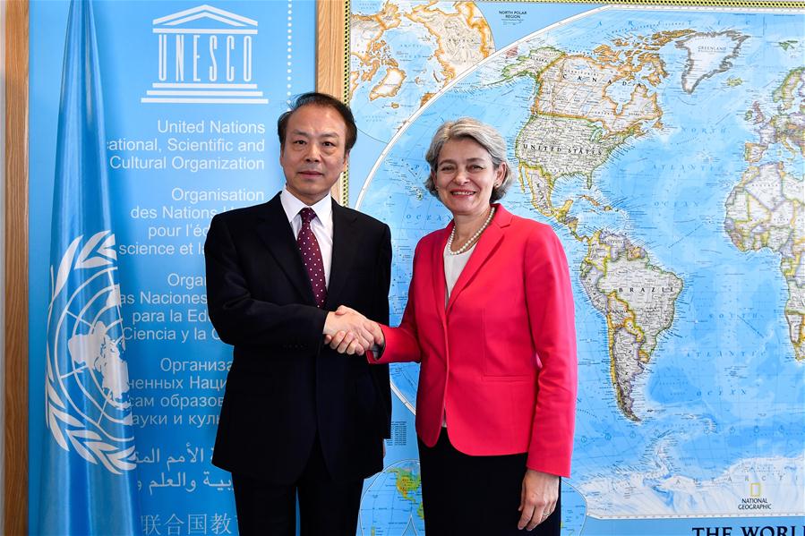 FRANCE-PARIS-UNESCO-DIRECTOR-GENERAL-XINHUA NEWS AGENCY-EDITOR-IN-CHIEF-MEETING