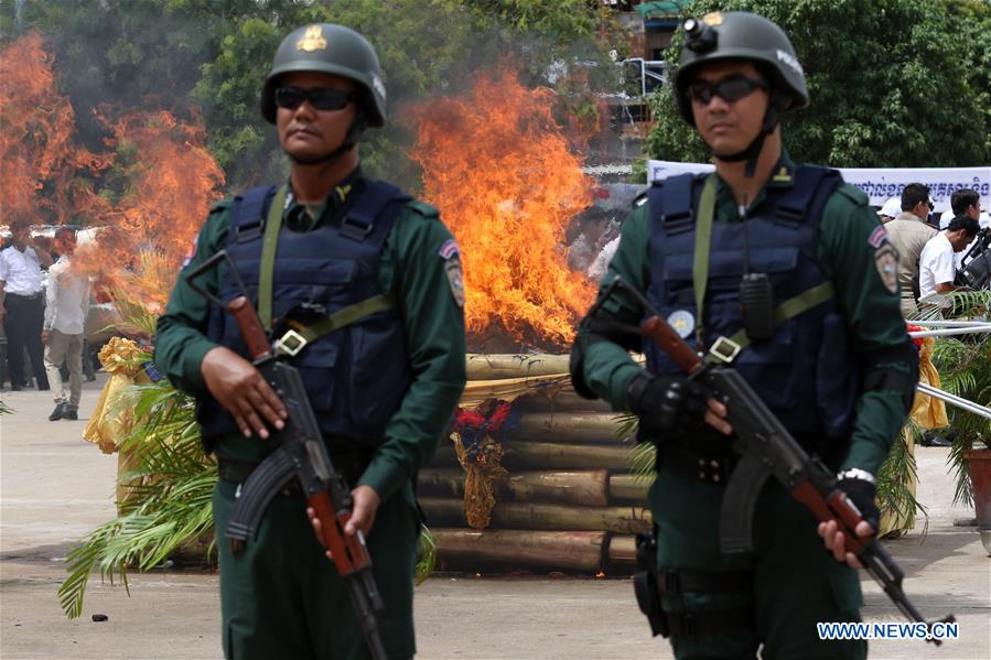 CAMBODIA-PHNOM PENH-DRUG-BURNING