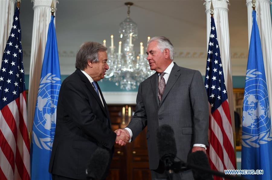U.S.-WASHINGTON D.C.-TILLERSON-UN-GUTERRES-MEETING