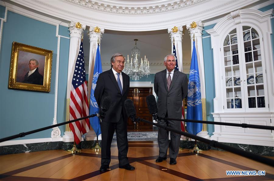 U.S.-WASHINGTON D.C.-TILLERSON-UN-GUTERRES-MEETING