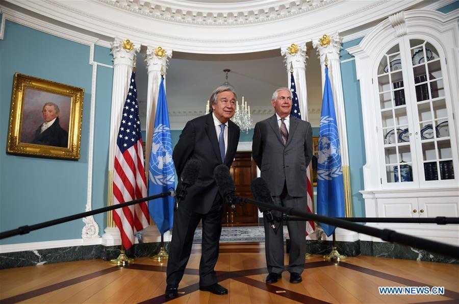 U.S.-WASHINGTON D.C.-TILLERSON-UN-GUTERRES-MEETING